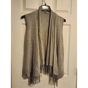 Soft Surroundings Women Cardigan Sleeveless Gray Medium Open Front Vest Drape